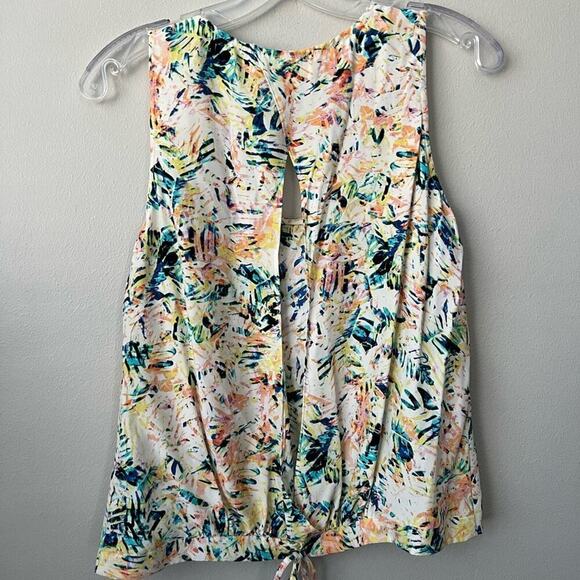 Parker‎ Womens 100% Silk Top One Size Sleeveless Blouse Floral Open Back Tie - Picture 7 of 12
